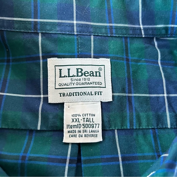 LL Bean Wrinkle-Free Mini-Tartan Shirt
500977
Men’s XXL TALL
Green/Blue/White - Picture 3 of 4